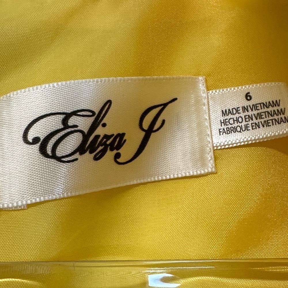NWT Eliza J Vibrant Yellow Linen Blend Mandarin Collar Sheath Dress 6 - Picture 3 of 8